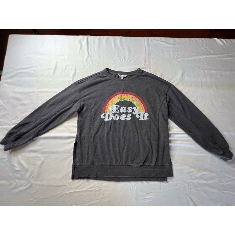 Wildfox Sweatshirt Womens XS Gray Graphic soft "Easy‎ Does It" Casual Athleisure - Picture 3 of 5